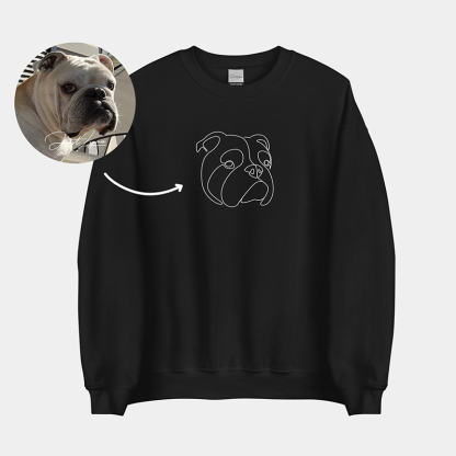 Custom Pet Outline Embroidered Portrait Sweatshirt T-Shirt