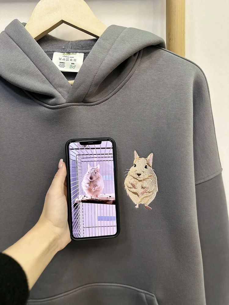 Custom Embroidered Pet Photo Embroidery T-shirt Sweatshirt Hoodie