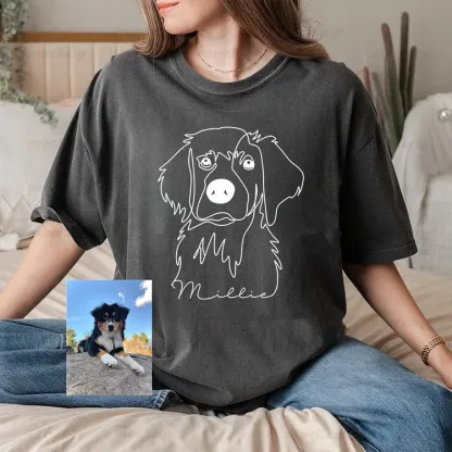 Custom Pet Line Art Hoodie/Sweatshirt/T-Shirt – Personalized Pet Portrait with Cute Sleeve Print