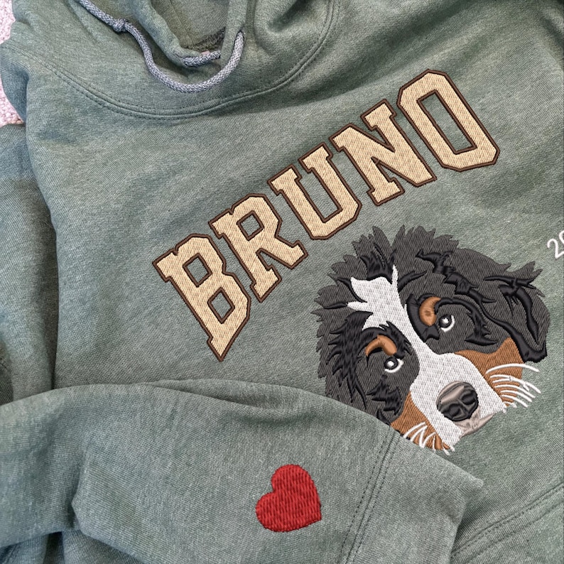 Custom Pet Face Embroidered Sweatshirt From Photo- Christmas Gift For Pet Lovers