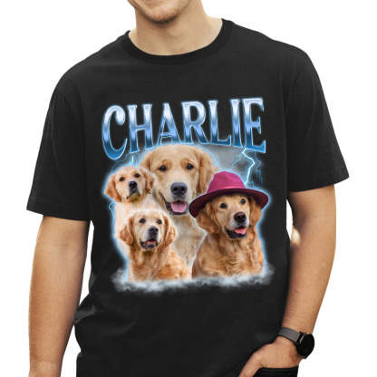Custom Pet Face Printing Vintage Hip Hop T-shirt Sweatshirt Hoodie-Artloverhouse