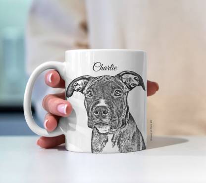 Pet Portrait Custom Sketch Mug from Photo, Personalized Birthday Gift for Cat Dog Mom Dad Owner, In Memory of Dog Loss, Pet Illustration Mug-Artloverhouse