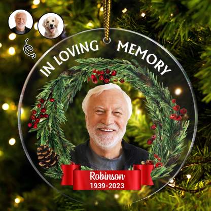 Custom Photo In Loving Memory - Christmas, Memorial Gift, Personalized Circle Acrylic Ornament