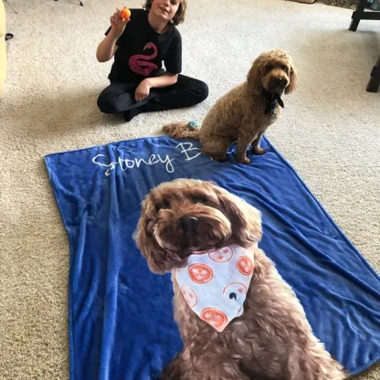 Custom Pet Print Fleece Sherpa Blanket Upload Multiple Pets