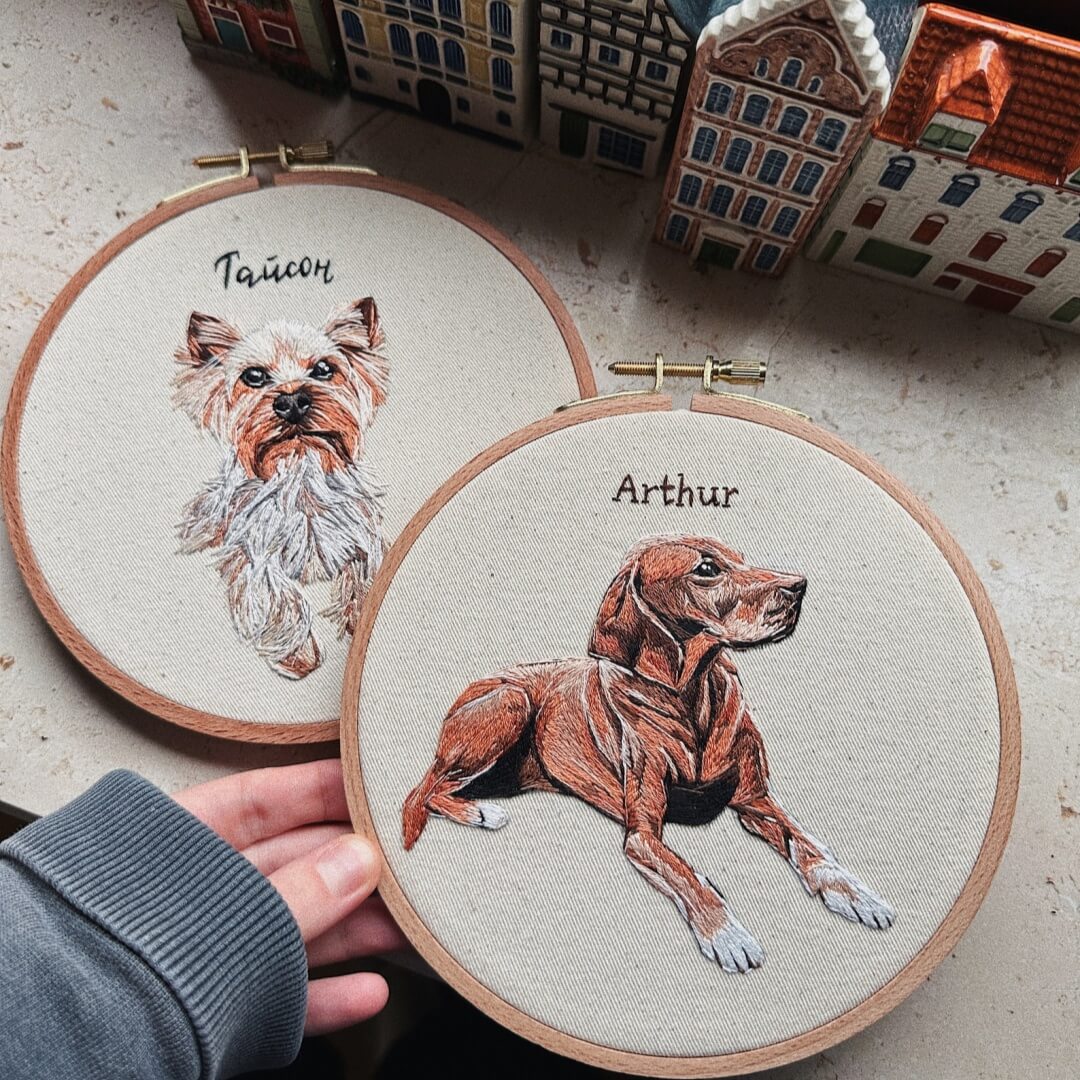 Personalized Embroidery Hoops – Custom Pet Photos for Pet Lovers