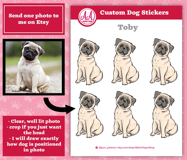 Custom Dog Portrait Stickers Pet Memorial Gifts 