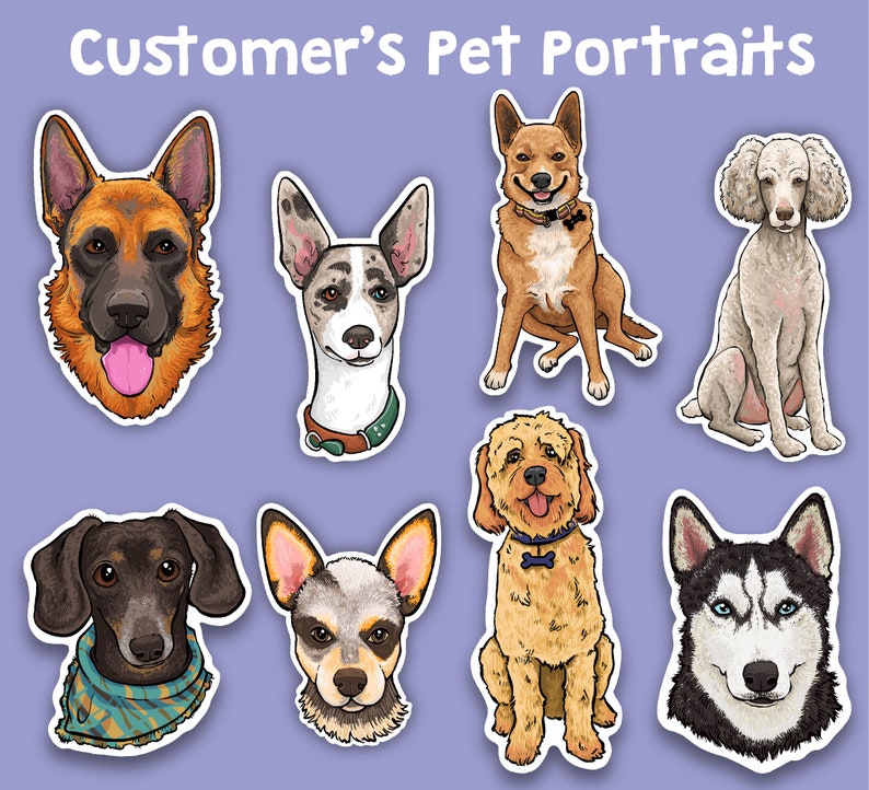 Custom Dog Portrait Stickers Pet Memorial Gifts 