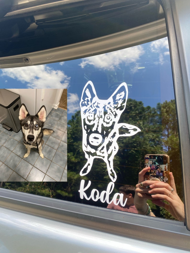 Custom Pet Portrait Decal, Dog Decal With Name