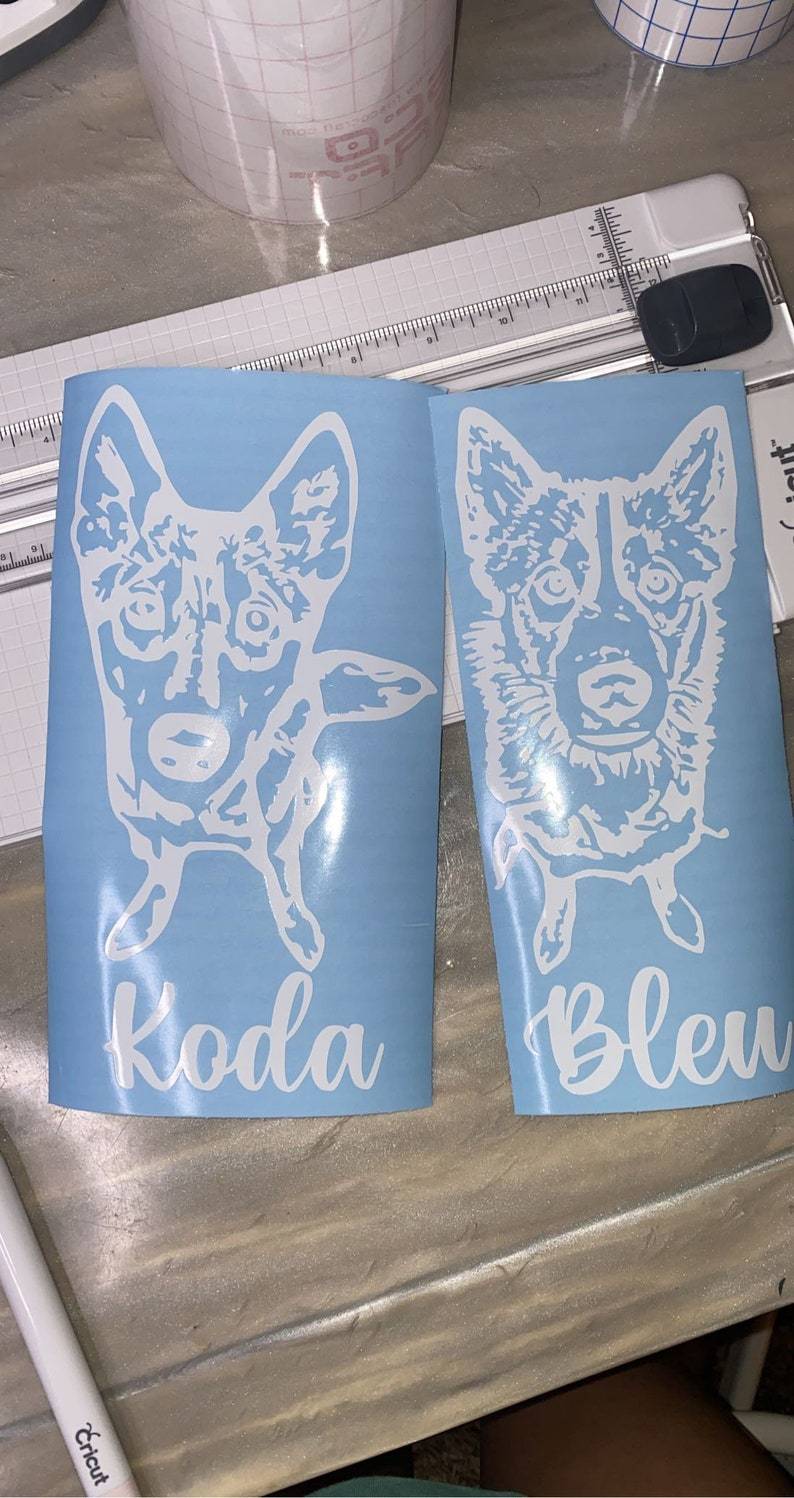 Custom Pet Portrait Decal, Dog Decal With Name