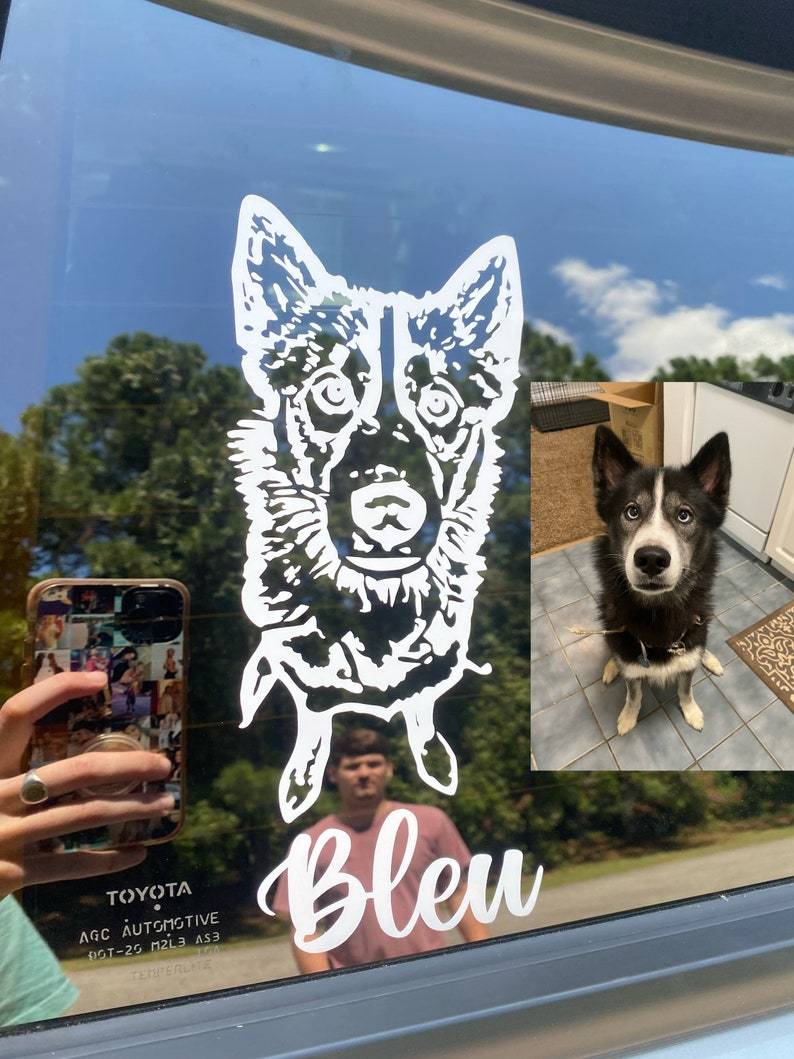 Custom Pet Portrait Decal, Dog Decal With Name