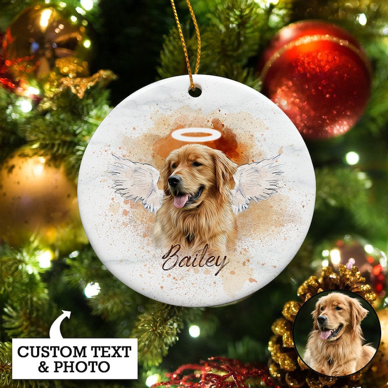 Personalized Pet Memorial Photo Ornament Pet Loss Gifts Christmas Dog Memorial Ornament
