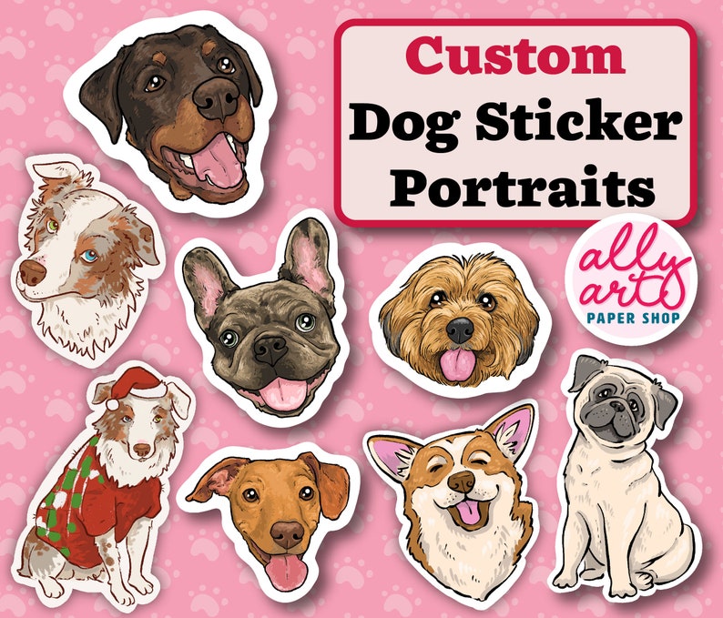 Custom Dog Portrait Stickers Pet Memorial Gifts 