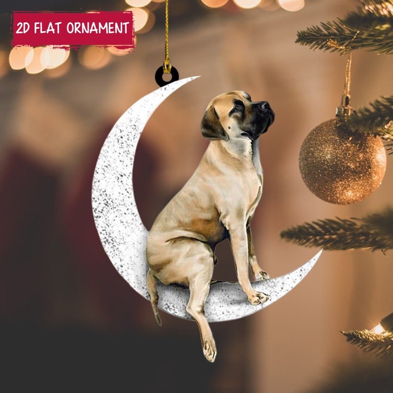 Dog Sit On The Moon Ornament Ornament for Dog Lover