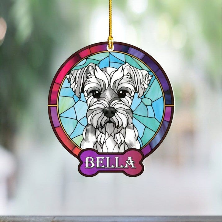 Personalized Schnauzer Ornament Custom Schanuzer Gift for Dog Lovers and Schnauzer Moms & Dads