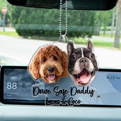 Fathers Day Gifts For Dog Dad Custom Hanging Pet Photo Car Ornament