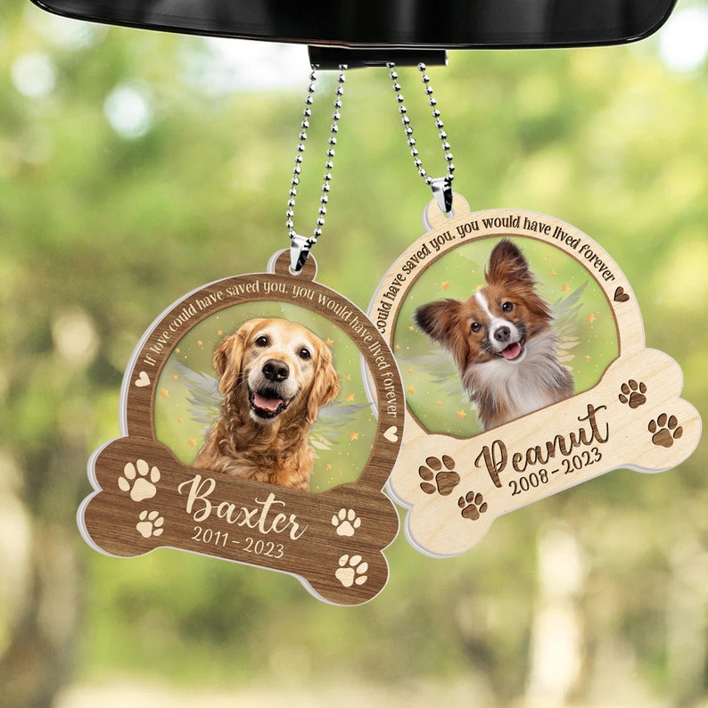Fathers Day Gifts For Dog Dad Custom Memorial Pet Photo Car Ornament