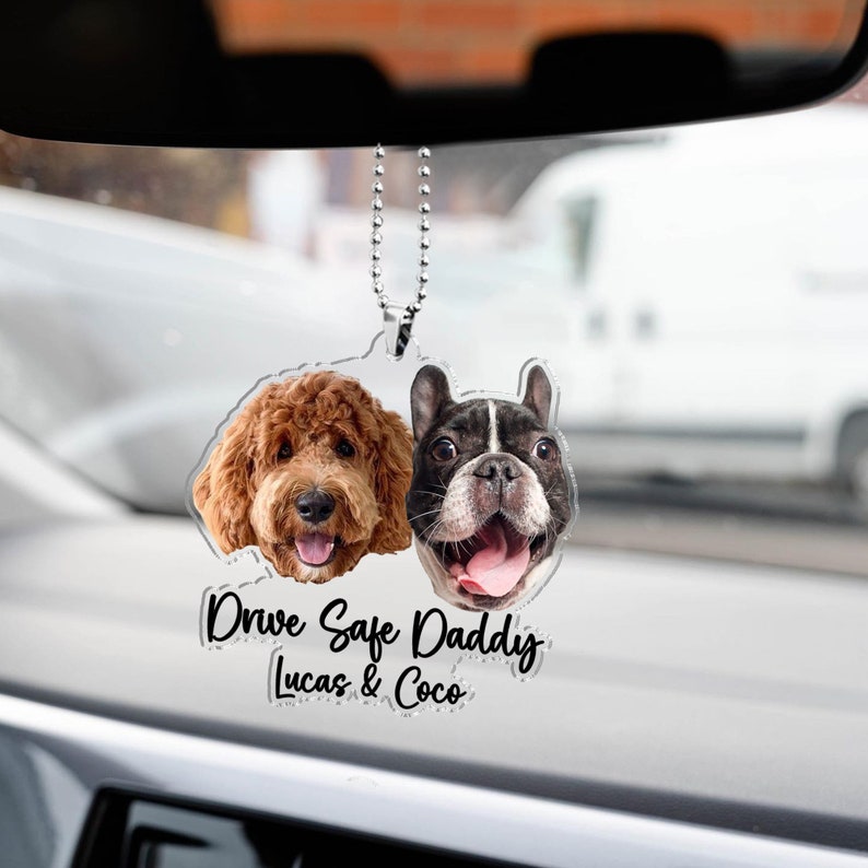Fathers Day Gifts For Dog Dad Custom Hanging Pet Photo Car Ornament