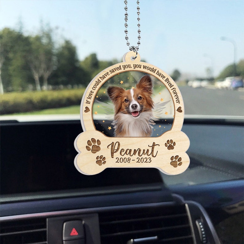 Fathers Day Gifts For Dog Dad Custom Memorial Pet Photo Car Ornament