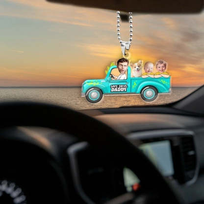 Custom Photo Baby In Truck Drive Safe Daddy Ornament Gift For Husband