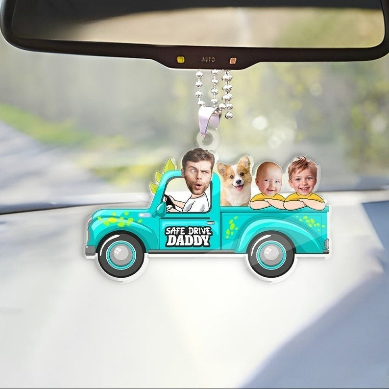 Custom Photo Baby In Truck Drive Safe Daddy Ornament Gift For Husband