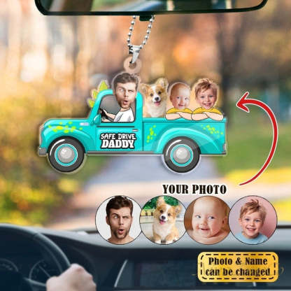 Custom Photo Baby In Truck Drive Safe Daddy Ornament Gift For Husband