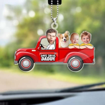 Custom Photo Baby In Truck Drive Safe Daddy Ornament Gift For Husband