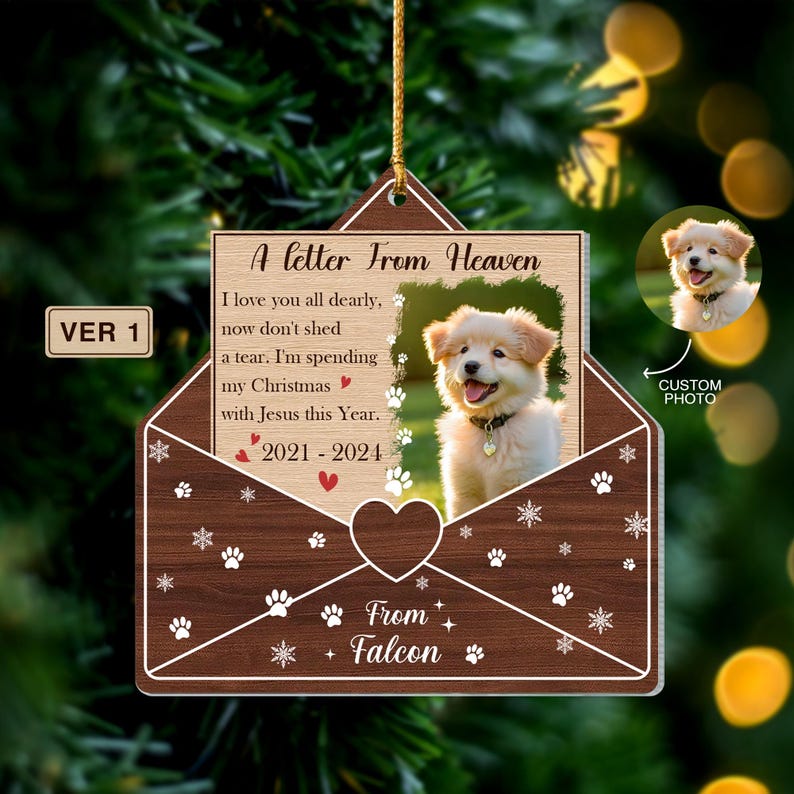 Custom Photo A Letter From Heaven Dog Cat Pet Memorial Gift