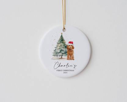 Personalised Dogs First Christmas Bauble Puppy's 1st Xmas Tree Decoration
