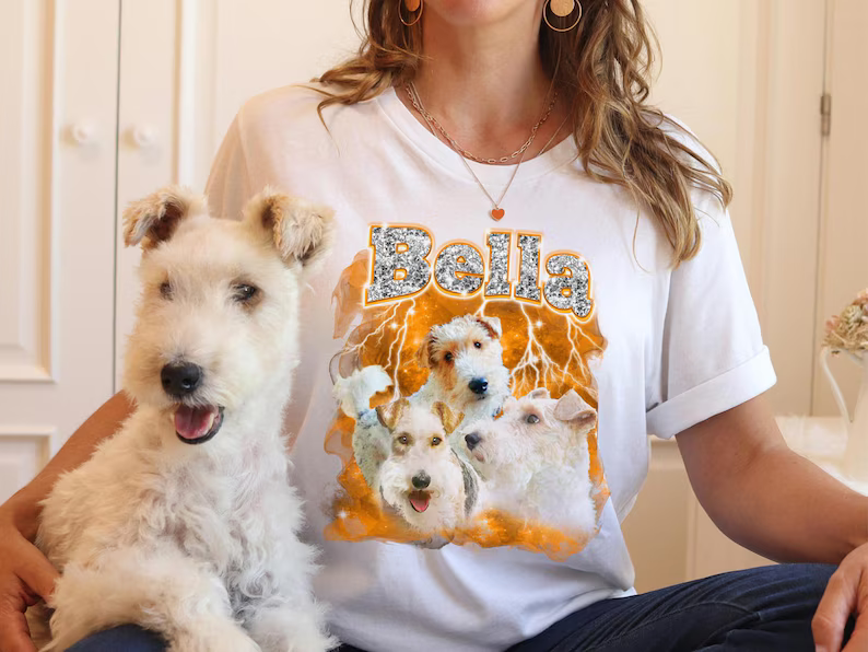 Personalized Cotton Pet T-Shirt, Retro 90's Style, Cat & Dog Tee, Gift for Mum & Kids