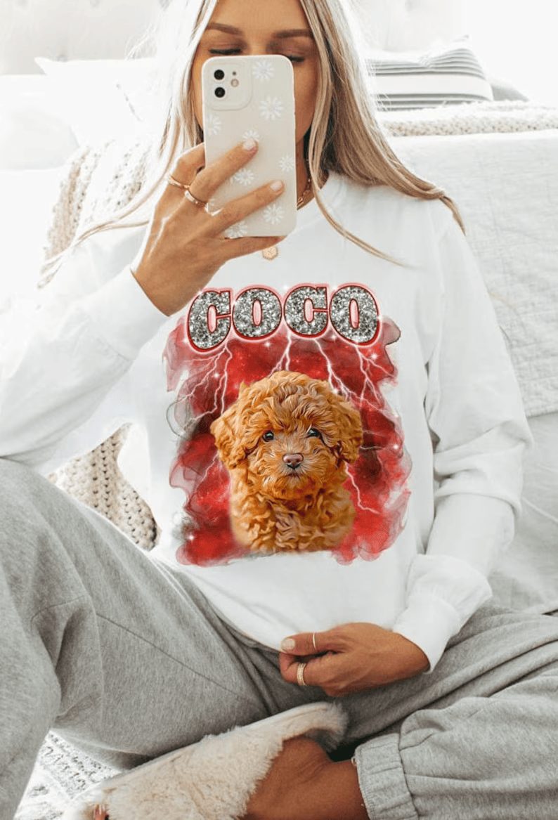 Personalized Cotton Pet T-Shirt, Retro 90's Style, Cat & Dog Tee, Gift for Mum & Kids