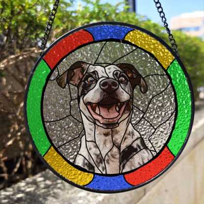 Custom Dog Portrait from Photo Custom Dog Suncatcher Stained Glass Unique Personalized Gift for Pet Lovers
