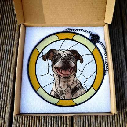 Custom Dog Portrait from Photo Custom Dog Suncatcher Stained Glass Unique Personalized Gift for Pet Lovers