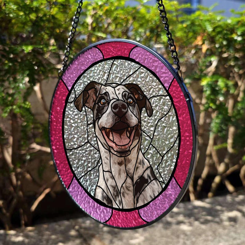 Custom Dog Portrait from Photo Custom Dog Suncatcher Stained Glass Unique Personalized Gift for Pet Lovers