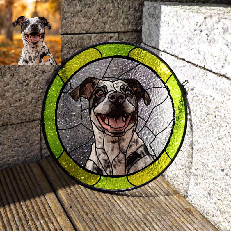 Custom Dog Portrait from Photo Custom Dog Suncatcher Stained Glass Unique Personalized Gift for Pet Lovers
