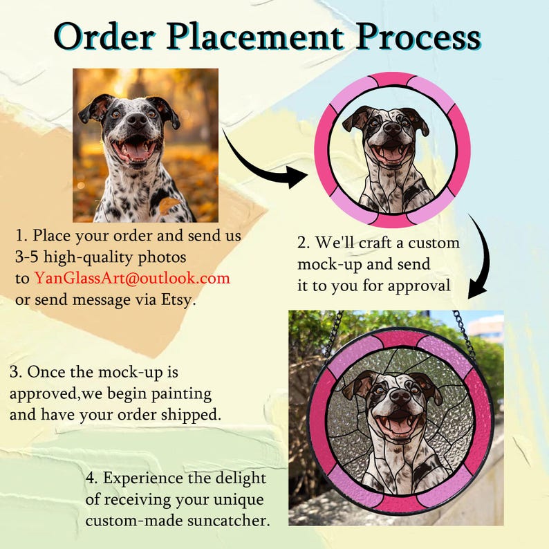 Custom Dog Portrait from Photo Custom Dog Suncatcher Stained Glass Unique Personalized Gift for Pet Lovers