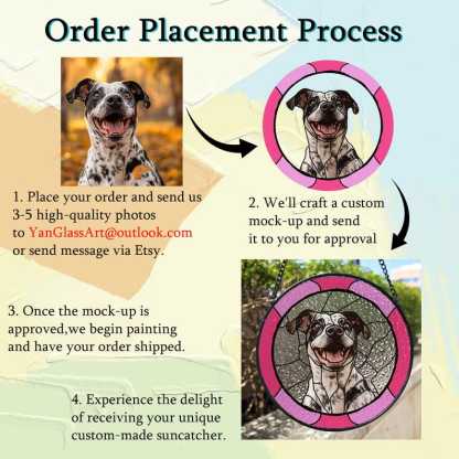 Custom Dog Portrait from Photo Custom Dog Suncatcher Stained Glass Unique Personalized Gift for Pet Lovers
