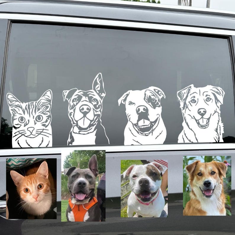 Custom Pet Vinyl Decal From Photo, Laptop Dog Sticker, Cat Car Window Decal, Wall Decal, Personalized Pet Decal Vinyl, Pet Lover Gift