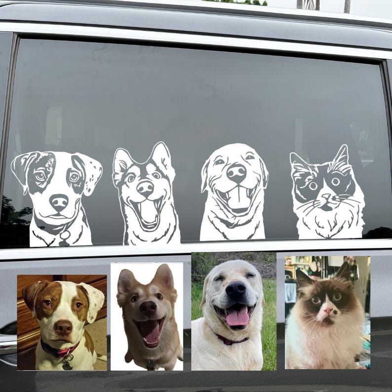 Custom Pet Vinyl Decal From Photo, Laptop Dog Sticker, Cat Car Window Decal, Wall Decal, Personalized Pet Decal Vinyl, Pet Lover Gift
