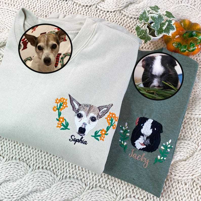[Copy]Personalized Pet Portrait Embroidery Sweatshirt Hoodie T-shirt