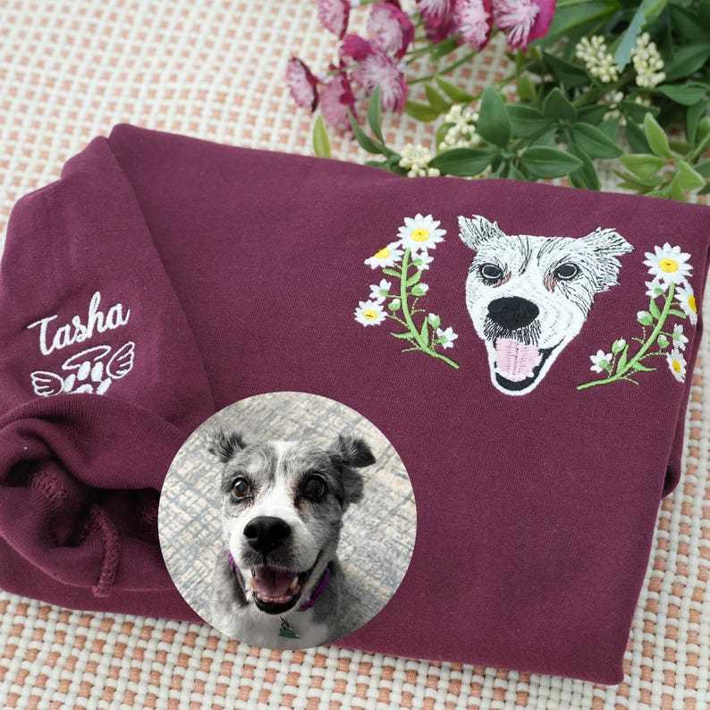 [Copy]Personalized Pet Portrait Embroidery Sweatshirt Hoodie T-shirt