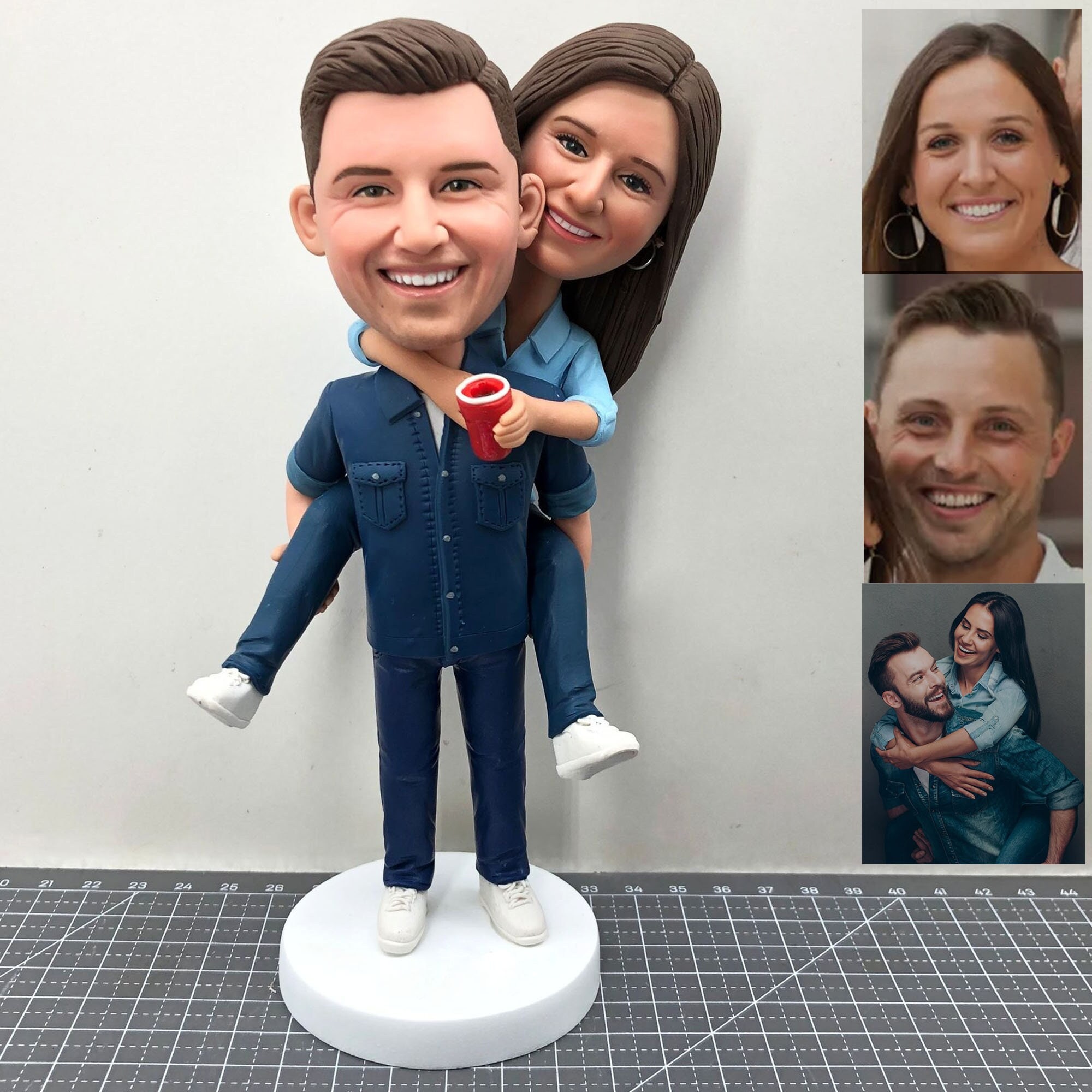 Custom Anniversary Couple Bobblehead Free Shipping, Personalized Lover Statues, Personalized Couples Figurines For Wedding