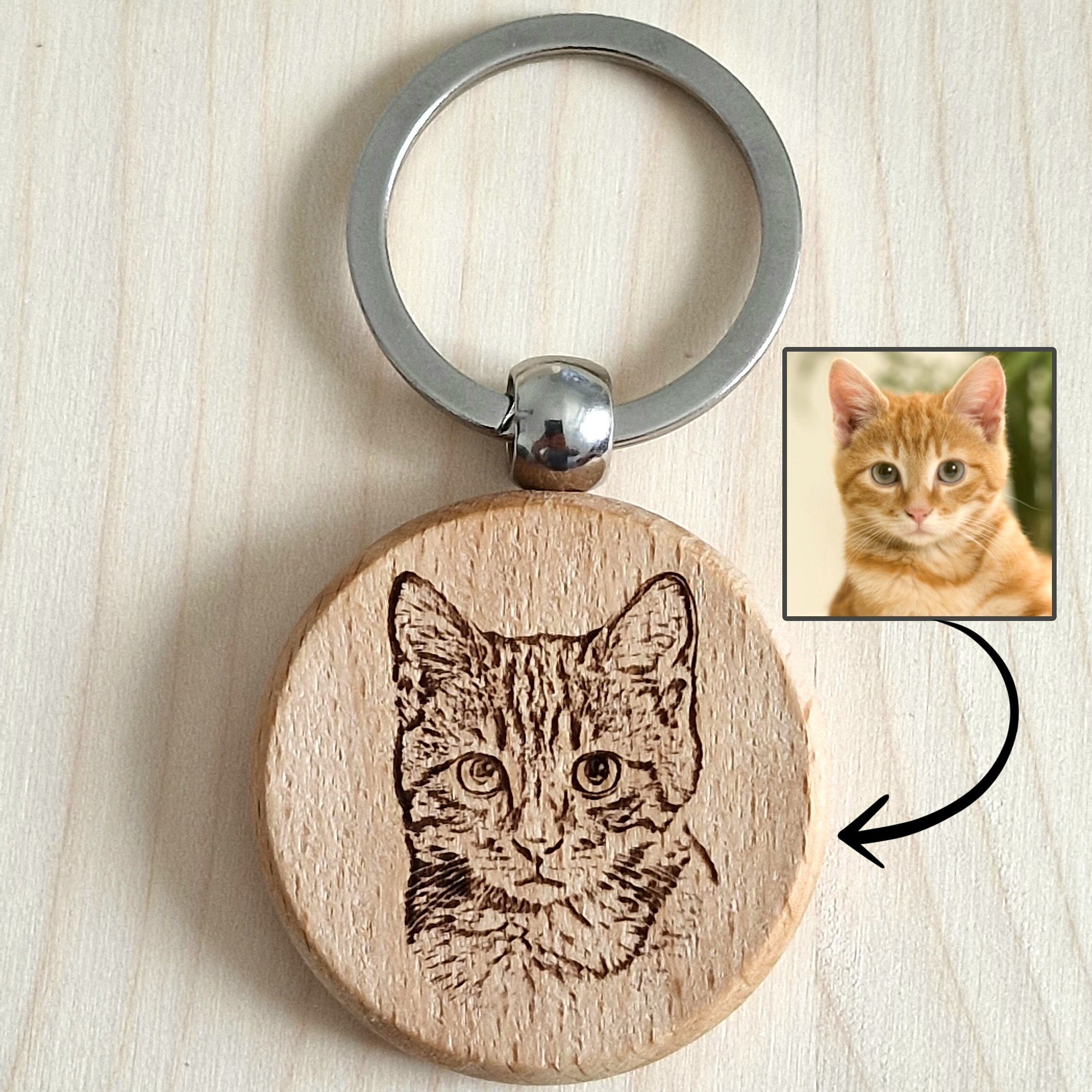 Personalised wooden keychains, personalised gifts, engraved pet keychains