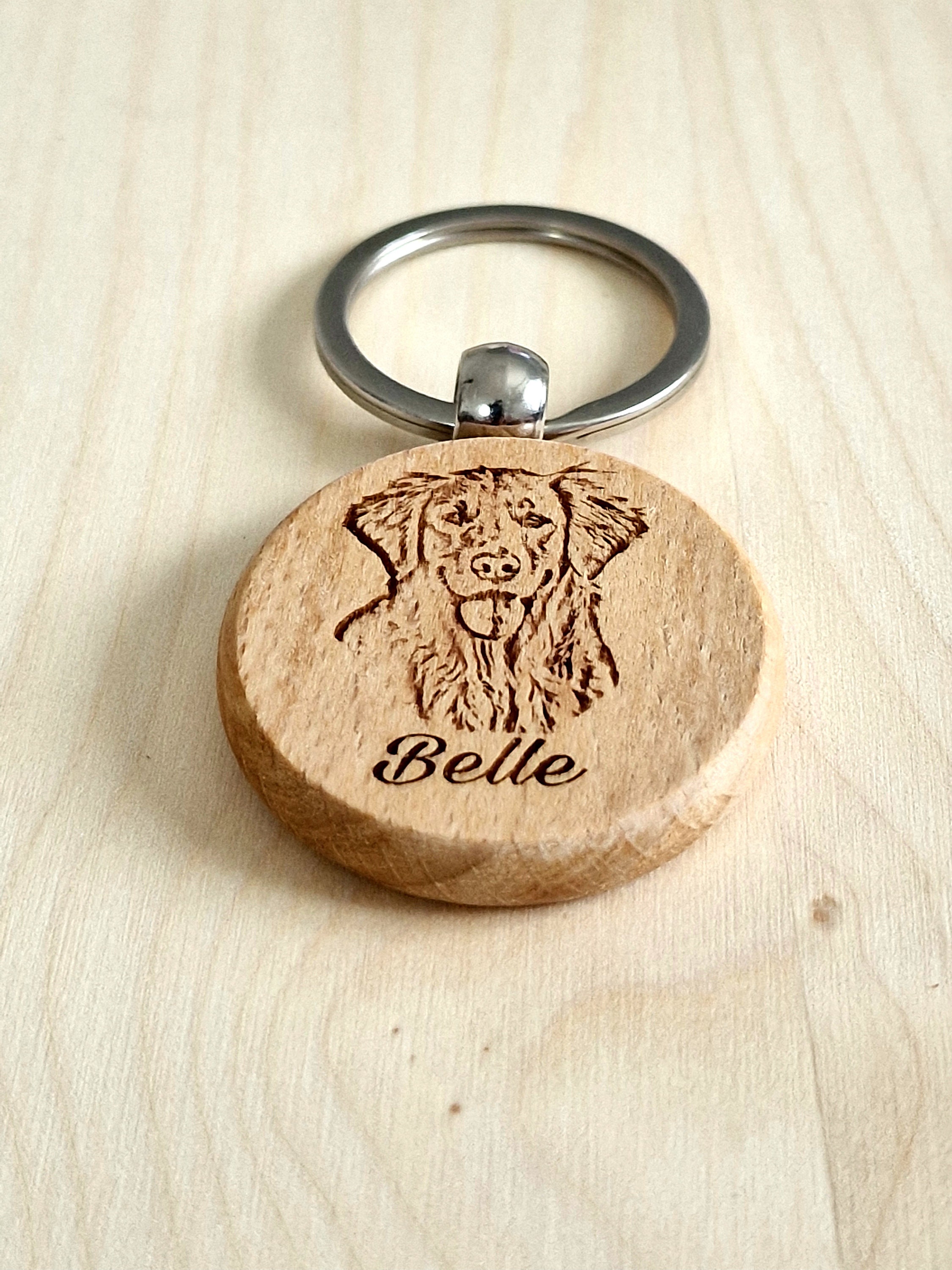 Personalised wooden keychains, personalised gifts, engraved pet keychains