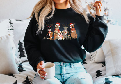 Christmas Dogs Sweatshirt Dog Lover Sweater Holiday Sweater Christmas Shirt