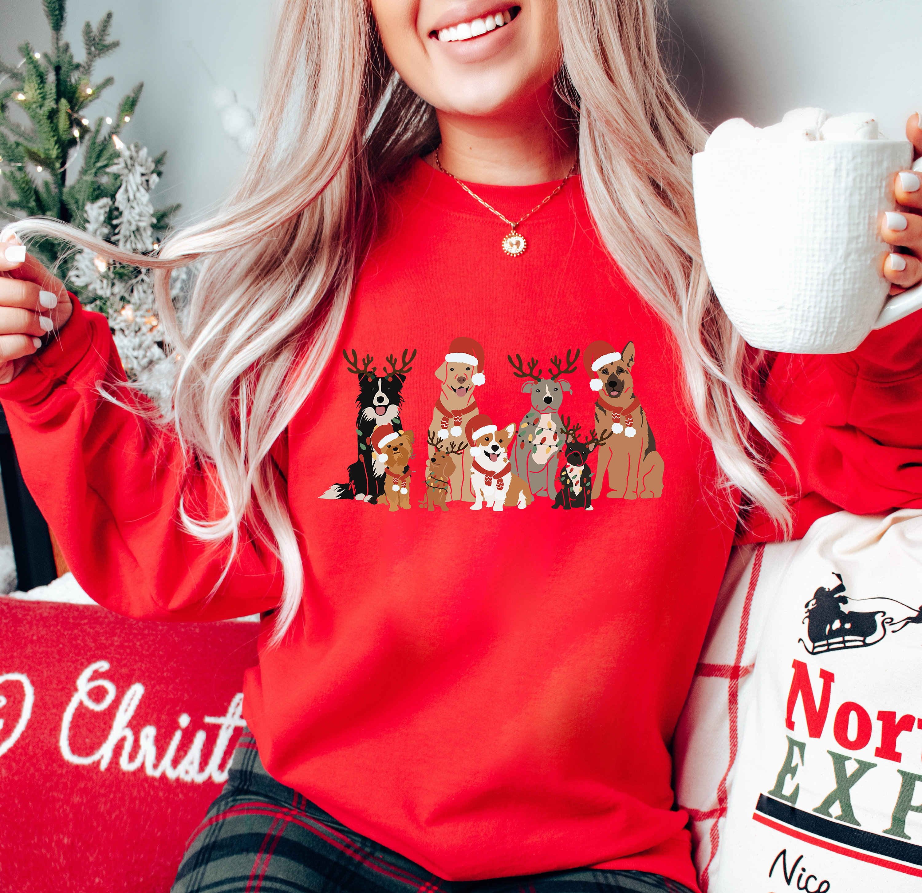 Christmas Dogs Sweatshirt Dog Lover Sweater Holiday Sweater Christmas Shirt