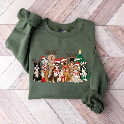 Christmas Dogs Sweatshirt Dog Lover Sweater Holiday Sweater Christmas Shirt