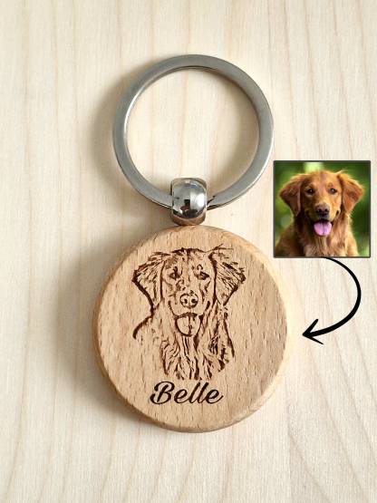 Personalised wooden keychains, personalised gifts, engraved pet keychains