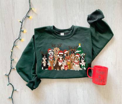 Christmas Dogs Sweatshirt Dog Lover Sweater Holiday Sweater Christmas Shirt