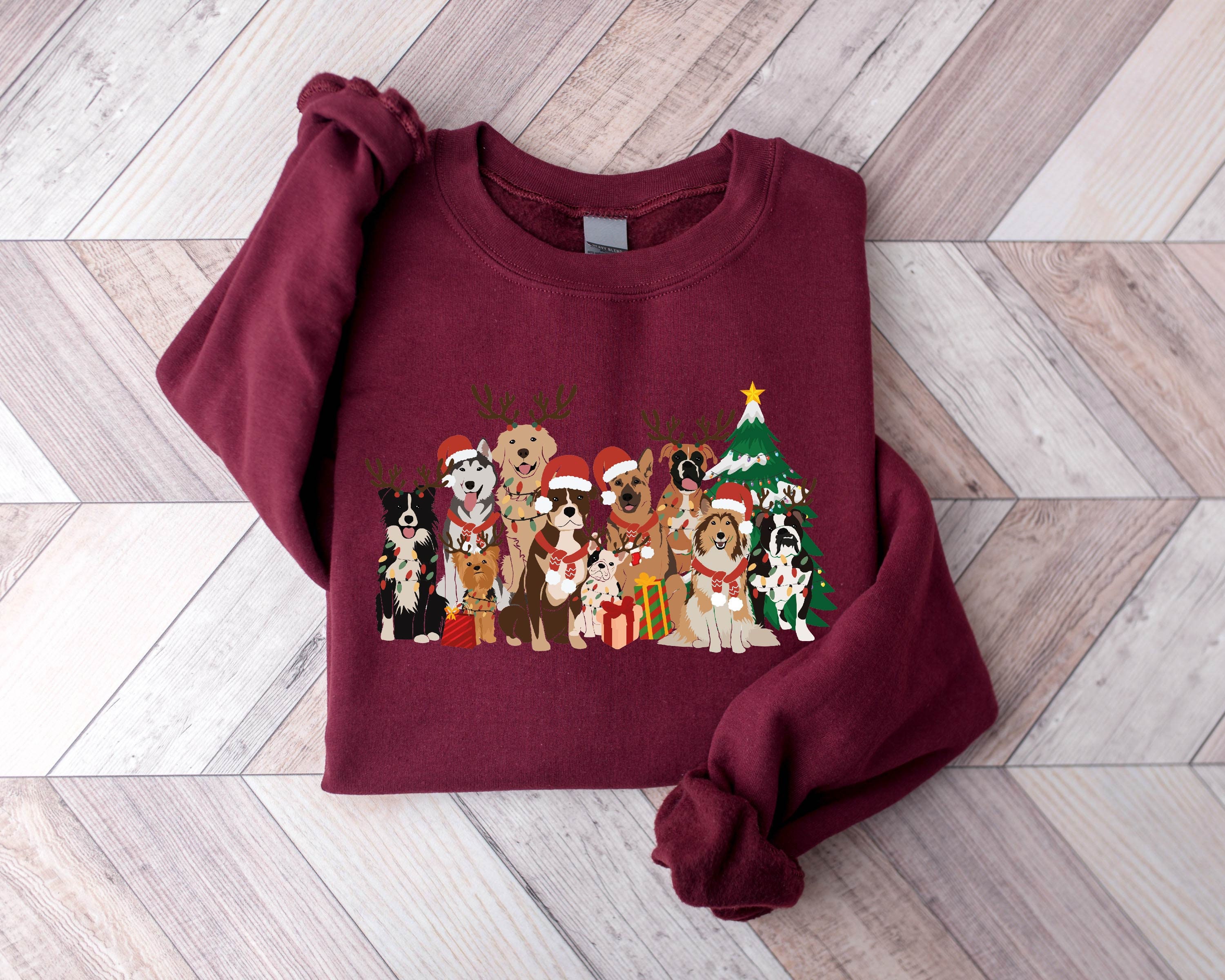 Christmas Dogs Sweatshirt Dog Lover Sweater Holiday Sweater Christmas Shirt