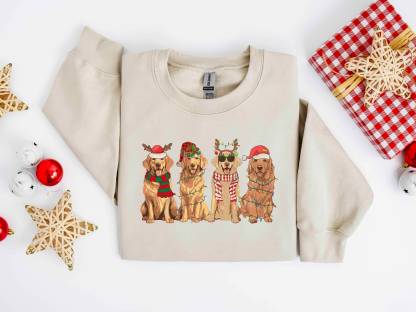 Christmas Dog Sweatshirt Christmas Golden Retriever Shirt Christmas Shirt